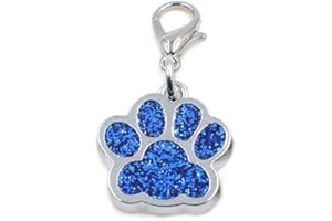 ERKIC JewelleryJoy Cat Dog Paw Print Royal Blue Glitter Enamel Clip On Clasp Charm for Link Bracelet