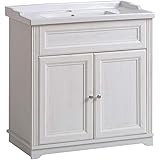 Spülenschrank inkl. Becken aus Massivholz Weiß antik - Modell Ardoise