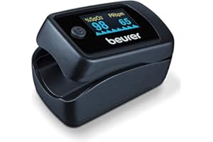 Beurer PO 45 Oxymètre de pouls, mesure de la saturation en oxygène (SpO₂), de la fréquence cardiaque (pouls) et de l'indice de perfusion (IP), écran couleur