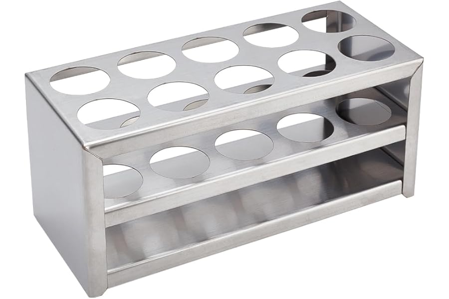 UNICRAFTALE 195x83x86mm 304 Stainless Steel Multi-Use Cylinder Tube Display Racks Lab Supplies Rectangle Test Tube Rack Round Holes Test Tube Holder Hole 30mm for Classroom Lab