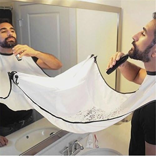JWPCEU Beard Bib - Shaving with Suction Cups Beard Trimmed Beard Scarf Apron Collection Styling Tools-Keep Your Bathroom Clean,White