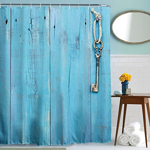 NWSS Duschvorhang mit Blaue Türschlüssel Design Muster für Bad-Dekorationen Wasserabweisend und antibakteriell Polyester-Gewebe Vorhänge mit 12 Haken (72" x 78" inch)