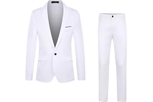 Duohropke Traje de hombre de corte ajustado, 2 piezas, moderno, para bodas y negocios, traje de hombre, cuello chal, chaqueta y pantalón de esmoquin