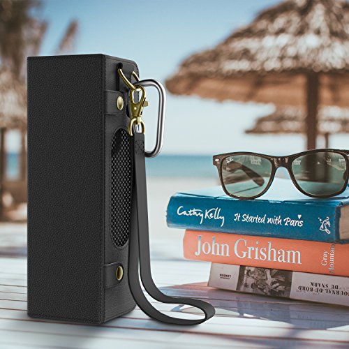 MoKo Bose SoundLink Mini / Mini II Bluetooth Lautsprecher Hülle Abdeckung, Premium PU Leder Schutzhülle Case mit Handschlaufe/Karabiner für Bose SoundLink Mini 1/2 Bluetooth Wireless Speaker, Schwarz - 8