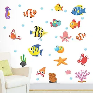 StickMe Aquarium Fish Tank Baby - Kids - Learning Education Nursery Pre School Kinder Garden Wall Sticker  -SM394 (Multi Colour, Vinyl - 100cm X 70 cm )