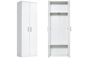 ‎MOKEBO mokebo® Garderobenschrank 60cm Breite aus Holz 'Der Lange', Flurschrank oder Schuhschrank mit Kleiderstange in 60x180x34 cm (B/H/T), auch als schmaler Aufbewahrungsschrank in Weiß