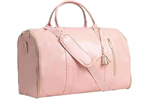 CHANSUNOKKU Anzugtasche Wandelbarer Kleidersack Für Reisen, Große Kapazität Carry on Garment Bag PU Leder Duffle Bag Für Frauen, 2-in-1-Kleidertasche Anzug Reisetaschen Zum Aufhängen Mit Schuhbeutel (Rosa)
