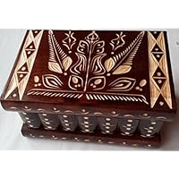 Neu Groß Holz Braun Puzzle Kasten Rätsel Geheim Schön handgeschnitzte Holz Schmuck Aufbewahrungs box Fall Besondere Holz Spielzeug