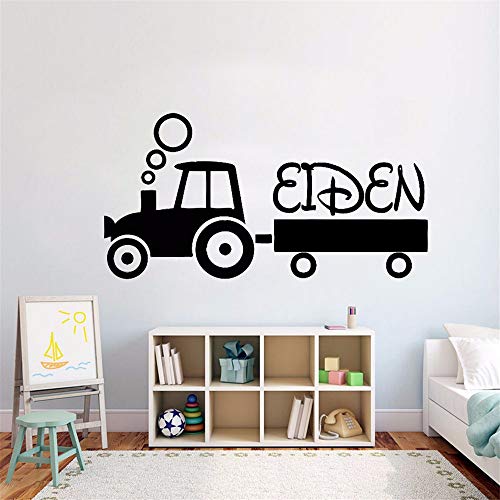 Zxfcczxf Ninos Tractor Nombre Personalizado Etiqueta De La Pared