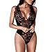 Produktbild CLOOM Frauen Stickerei Spitze Halfter Bustier tiefer V Ansatz Ernte Verband reizvolle Wäsche Damen sexy Unterwäsche schamlose Pyjamas Sexy heiße sexy PyjamasLadies Perspektive Pyjamas (M, Schwarz)