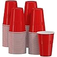 Coreint Plastic Cups Red 12oz (50 Pcs) - Durable Red Party Glasses for All Events Christmas, Garden Party, Weddings, Picnics – Glass Reusable and Recyclable