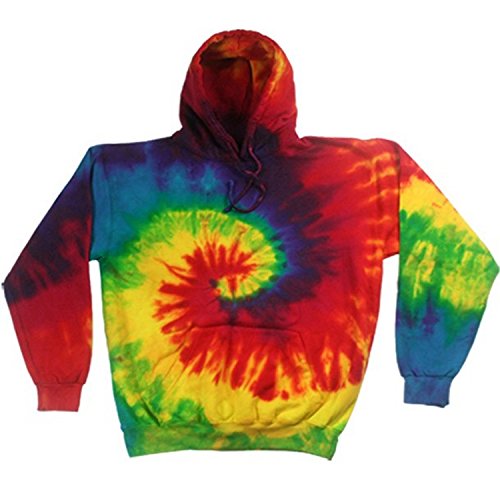 Colortone - Sudadera con capucha teñida Modelo Rainbow Tie Dye Unisex (Mediana (M)/Arcoiris)