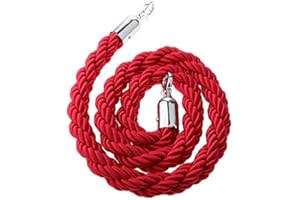 SHANGHH 1.5m Samt Handlaufseil Absperrseil Standard für Personen Personenleitsystem Absperrband Sperre Absperrgurt mit Edelstahl Haken (Rot)