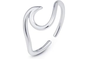 Amberta Anillo Pie Plata de Ley 925 | Joyas para Verano Mujer Boho Ola Hoja Flor Corazón Delfín Corona