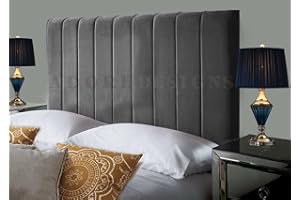 Serenity Headboards Divan Bed Headboard Elegant Portland Plush Velvet 24'' Height Padded Lined Headboard (4ft6 Double, Grey)