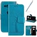 Produktbild Robinsoni Kompatibel mit Sony Xperia XZ2 Compact Hülle PU Leder Tasche,Prägung Muster Eule Baum Schutzhülle Handytasche Brieftasche Karten Slot Magnetverschluss Flip Case Stand Klapphülle Etui,Blau