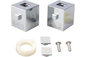 Gorise 1 Pair Thermostatic Control Handles, Square Shower Temperature Handle Knob Chrome Water Control Handles Replacement Parts