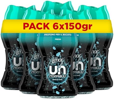 Lenor Profumatore Bucato Lavatrice, Perle Profumate, Unstoppables Fresh, Formato 6 x 150g, Intensificatore Di Profumo