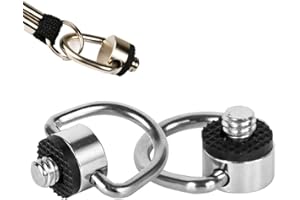 AONTOKY Stainless Steel D Ring Screw Hinged holder Camera Fixing Screw 1/4"-20 Thread for Tripod DSLR Cameras for Quick Release Wrist Strap Sling 2 Pack