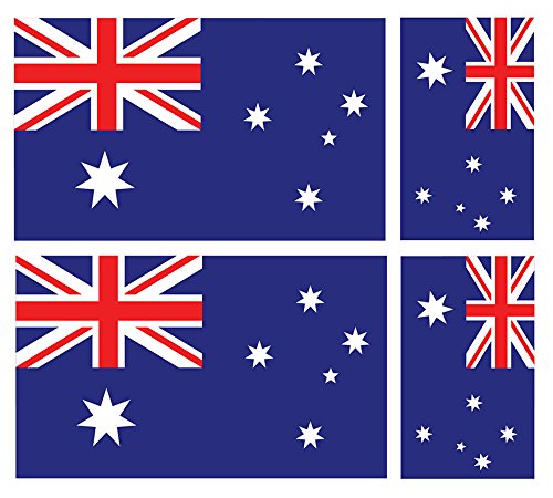 Pack of Four AUSTRALIAN FLAG CAR VAN VINYL STICKERS The larger is 100 millimeters by 60 millimeters The two smaller is 60 millimeters by 36 millimeters