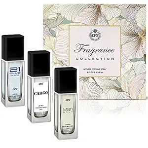 CFS FRAGRANCE COLLECTION UNISEX PERFUME GIFT SET 21 ICE WATER, CARGO WHITE, MAN ONLY BLACK 25ML EACH COMBO OF 3