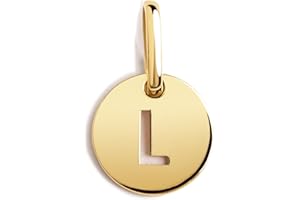SINGULARU - Mini Medallion Letter. Ciondolo con Iniziale in Argento Sterling 925 con Finitura Placcata Oro 18Kt. Abbinabile con Collana. Gioielli per Donna. Lettera A-Z
