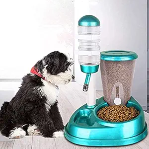 RvPaws Automatic Water Dispenser and Manual Cat Food Feeder in Set for Small Medium Large Dog Cats Puppy Kitten Pet Self-Dispensing Big Capacity Bowl (Colour May Vary)