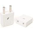 Duravolt Polycarbonate 2 Pin Male Female Adapter Plug Top - White (Pack of 5)