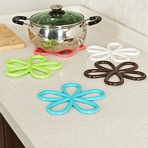 CAOLATOR Isoliert Mat Plum Form Verbrühschutz Isoliermatte Anti Rutsch-Tisch PVC potholder Küche Platzdeckchen Deckchen Weiß - 9