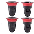 Anti-Odor Floor Drain Cover, Rubber Shower Waste Water Drainer, No Filter Deodorant, Anti-Clogging Backflow Preventer Sewer Core for Bathroom Kitchen (4 Black)