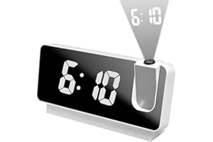 BRISKORE Projektionswecker Radiowecker, Digitaler Wecker mit Projektion 180° Tragbare Wecker Digital mit Großem 7,3-Zoll LED Display, USB Digital Alarm Clock Temperaturanzeige Wecker mit Deckenprojektion