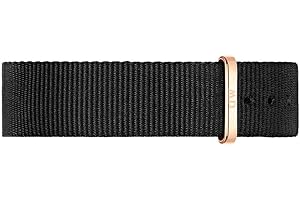 Daniel Wellington Klasyczny pasek do zegarka Cornwall, czarny/różowe złoto, 18 mm, NATO, dla kobiet i mężczyzn, Czarny, pasek