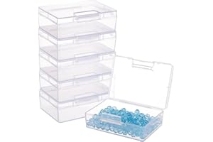BENECREAT 6 Pack rectangulos Caja de contenedores de almacenamiento de cuentas de plastico transparente con tapas abatibles para Pildoras, Hierbas, Joyas - (10cmx7cmx3.3cm)