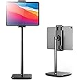 iPad Stand Tablet Stand Proffisy Tablet/Mobile Stand for Table Heavy Duty Aluminum 360 Degree Rotateable Tablet Holder with Adjustable Height from 13.8'' to 21.2'', Black