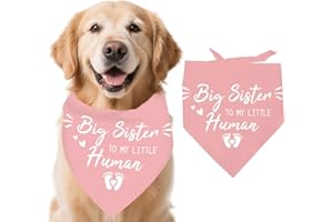 arricraft 1 verstellbares Dreieck Hundehalstuch Aus Ungebleichter Baumwolle Rosa „Große Schwester“ Thema. Zur Großen Schwester Befördert. Haustier Halstücher Für Hunde Zur Enthüllung 55x55x78cm
