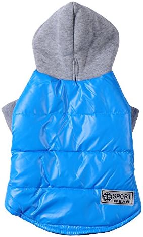Mcitymall Cold Winter Clothes Dog Hoodie Coat Pet Comfy Jackets Warm Fleece for Small Dogs and Cats, Blue