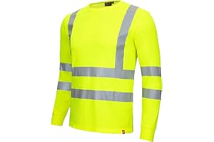Nitras Motion Tex Viz Warnschutz-Shirt - langärmliges T-Shirt in Warnfarbe - mit Reflex-Streifen