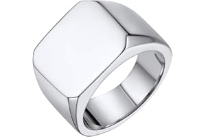 PROSTEEL Mens Ring, Square Flat Biker Style Polished Ring, Stainless Steel/Gold Plated (Send Gift Box)