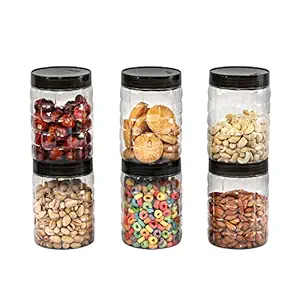CELLO Checkers Pet Plastic Airtight Container Set (6-Piece, 2000 ml, Transparent)