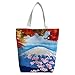Produktbild Violetpos Benutzerdefiniert Canvas Handtasche Einkaufstaschen Umhängetasche Schultasche Lunch-Tasche Schöner Berg Fuji Snow Mountain Blue