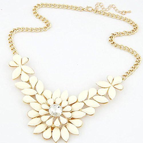 WTING Necklace Ladies Fashion Gem Leaves Candy Short Chain , beige