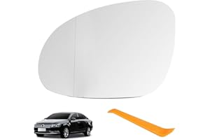 HTTYHT Verre de Rétroviseur Pemplacement pour VW GOLF MK5 2003-2008f/VW JETTA 2005-2010/VW PASSAT B6 2007-2011/SKODA SUPERB Facelift 2007-2008 Chauffant Asphérique avec Plaque de Support Rétroviseur(Gauche)