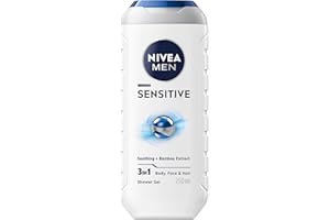 NIVEA MEN Doccia Shampoo Sensitive 250 ml, Docciaschiuma uomo 3 in 1 per viso, corpo e capelli, Bagnoschiuma uomo delicato con Estratto di Bambù lenitivo per pelli sensibili e irritate