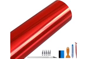 NewL - Pellicola adesiva in vinile cromato lucido, senza bolle, fai da te, autoadesiva, per auto, rosso, 30 x 300 cm