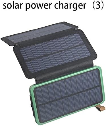 Foldable Solar Charger, 10000mAh Portable Solar Power Bank with 2 Input Ports,SOS Flashlight External Battery for iPhone/Android, for use with Phones, Tablets and Camping Travel mobile power , Green , 10000mAh-3 solar panel