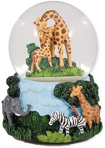 Giraffes Zebras and Elephants 100MM Music Water Globe Plays Tune Don't Fence Me In by Cadona International