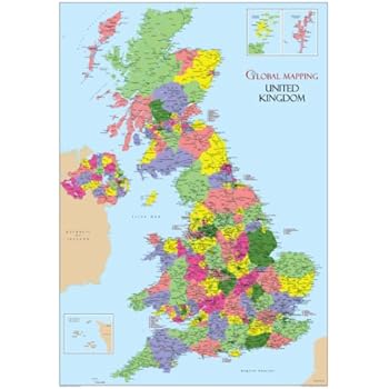 laminated Educational wall poster UK counties map | GB Great Britain ...