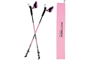 FitTrek Nordic Walking Poles for Men Women - 2 Pack Aluminum Nordic Walking Sticks - Nordic Poles with Ergonomic Grip Adjustable Ultralight for Hiking, Camping, Trekking, Mountaineering, Backpacking