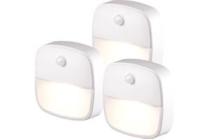 XVZ Lampe Détecteur de Mouvement Interieur, Lot de 3 Veilleuse LED Pile, Veilleuse d'escalier Automatiquel Pour Couloir, Chambre, Cuisine, Placard - Blanc Chaud