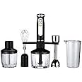 Geepas Hand Blender - Multi Purpose Portable|2 Speeds with 8 Variable Speeds, Stainless Steel Blade & Whisk | Perfect Smoothies & Grinding Coffee